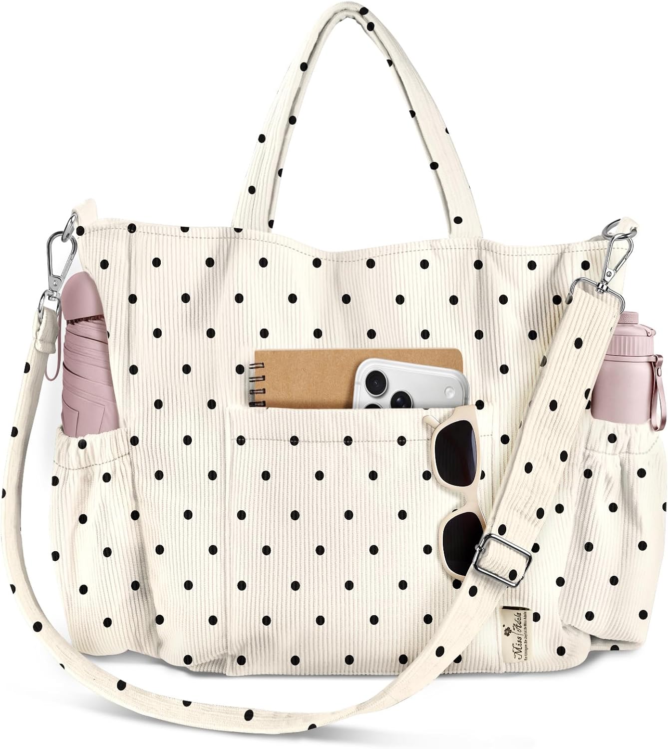 Miss Adola Crossbody Corduroy Tote Bag, Multi-Pockets and Adjustable Shoulder Straps, Stylish Tote for Travel, Daily Life