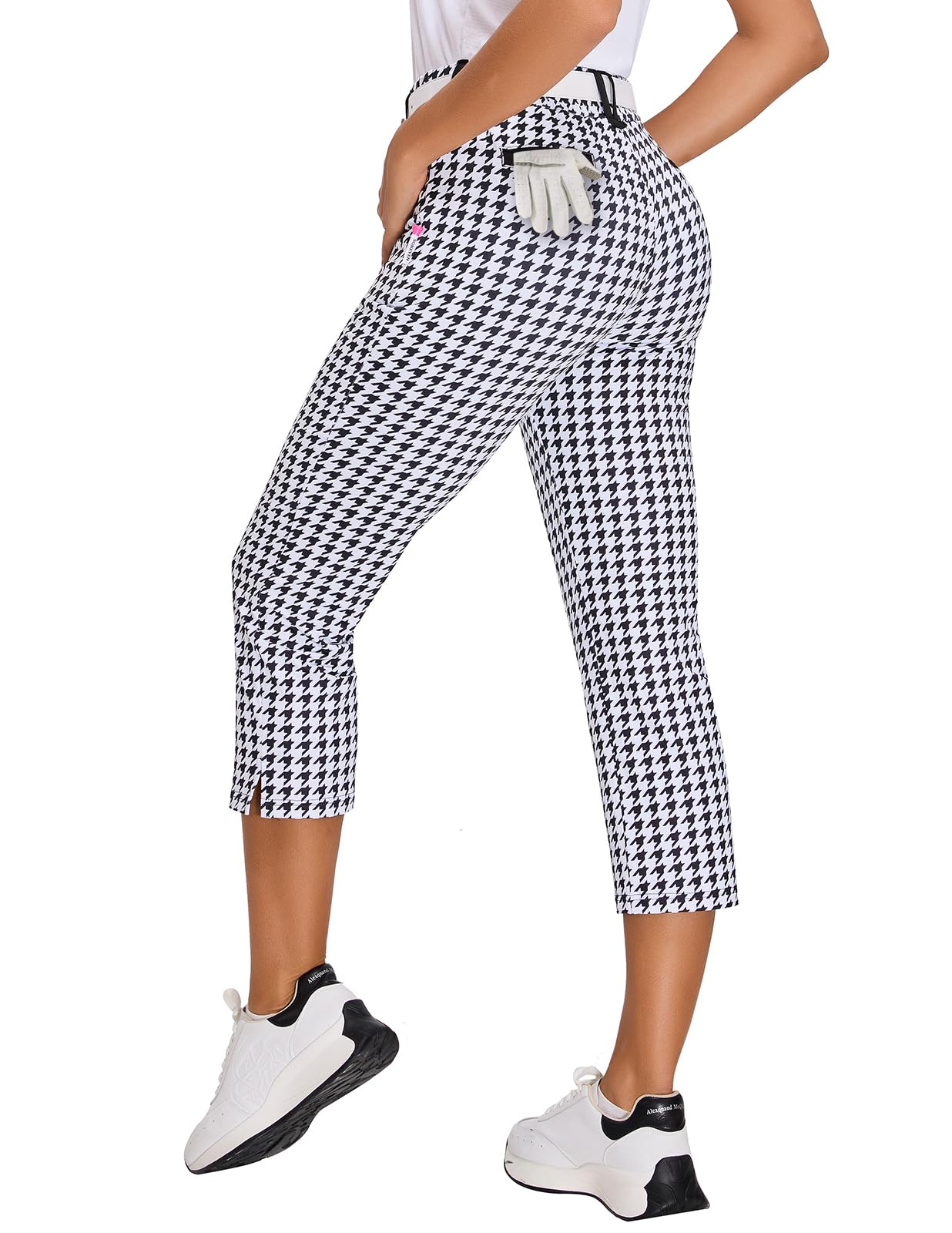 Pantaloni Golf Donna 7/8 Elasticizzati con Cerniera Destra con Passanti per Cintura Business Lavoro Pantaloni Golf da Jogging, Leggeri, per Sport, Viaggi, Lavoro, Lounge