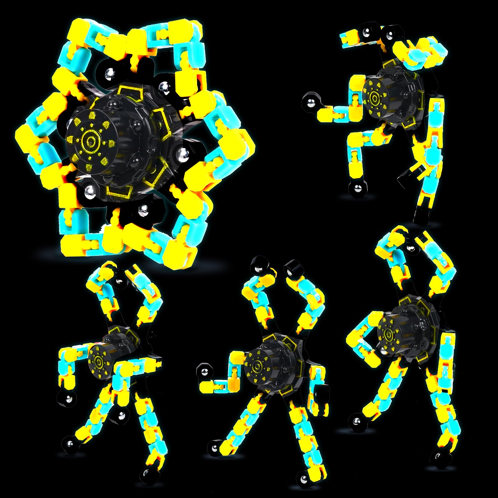 4 Pcs Fidget Toys Bulk Transformable Fidget Spinner for Kids and Adults, Stress Relief Sensory Toy Robot Spinner Toy for Valentines Day Gifts Easter