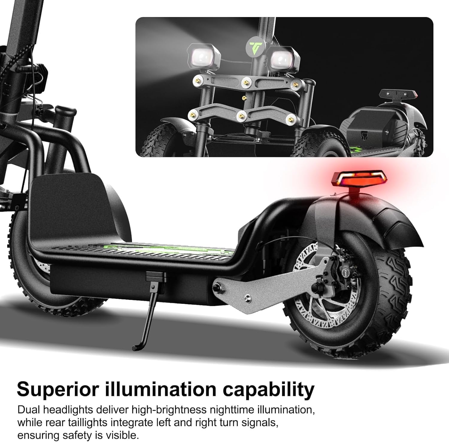 Foldable 3 Wheel Electric Scooter, 25 MPH Top Speed & Max 47 Miles Range, 1512W Peak Power, with Hydraulic Braking System & EABS, F 12" & R 10" Vacuum Tires, Rear Suspension and Smart Instrument Panel