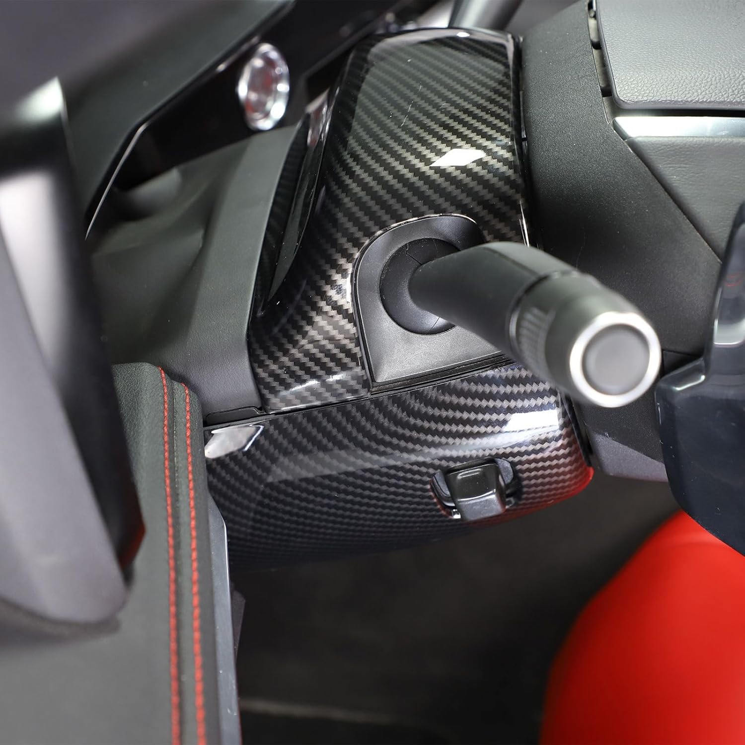 TOYCIDFG Car Steering Wheel Base Upper Decor Cover Trim Compatible with C8 Corvette Stingray Z06 2020-2025, Car Interior Decoration Accessories (Carbon Fiber Pattern)