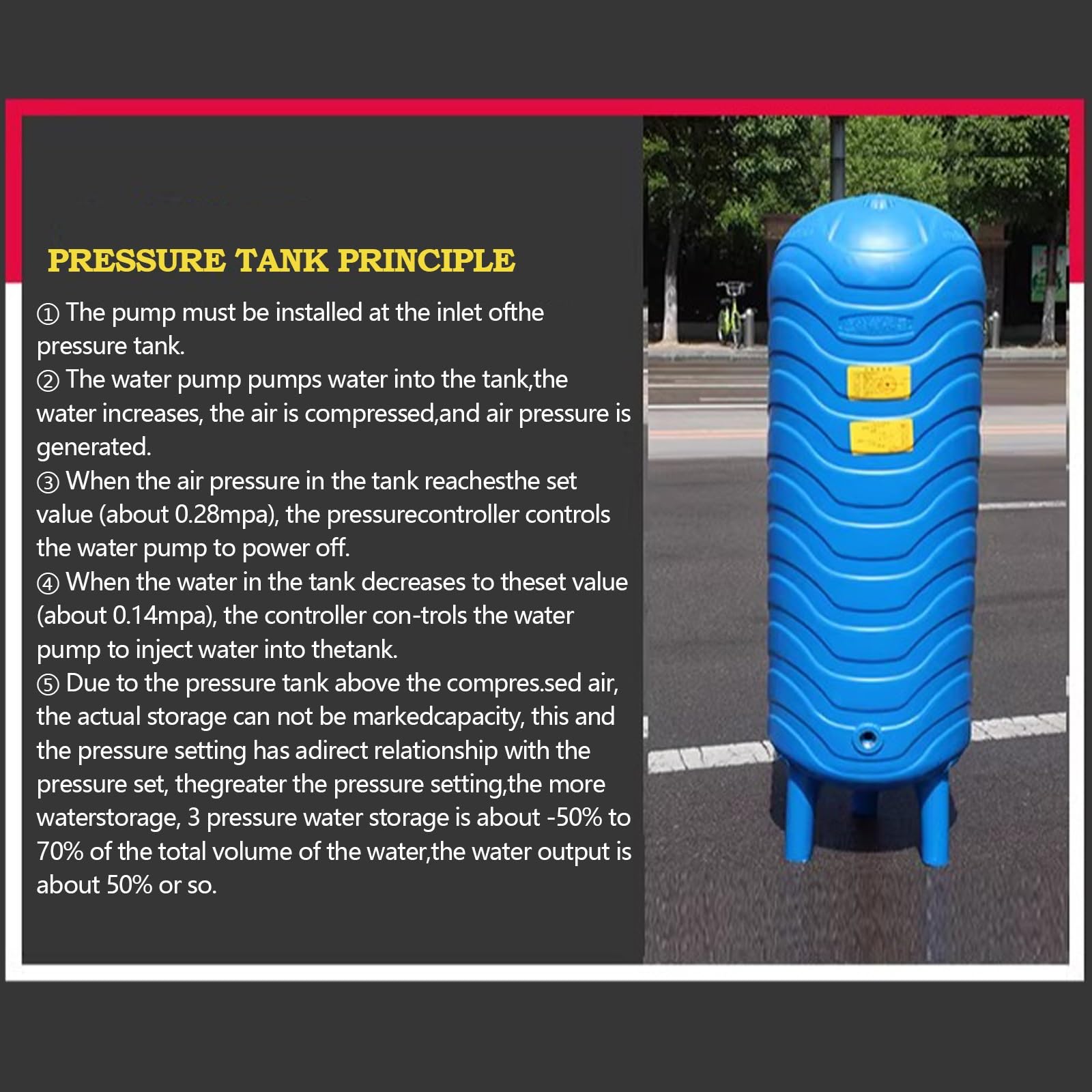 PE Druckbehälter 120L, 31.7 Gal Wasserdruckkessel für Pumpe, Blauer Wasserspeicher mit Montagesatz, langlebig & sicher für Gartenbewässerung und Autowäsche, kompakt