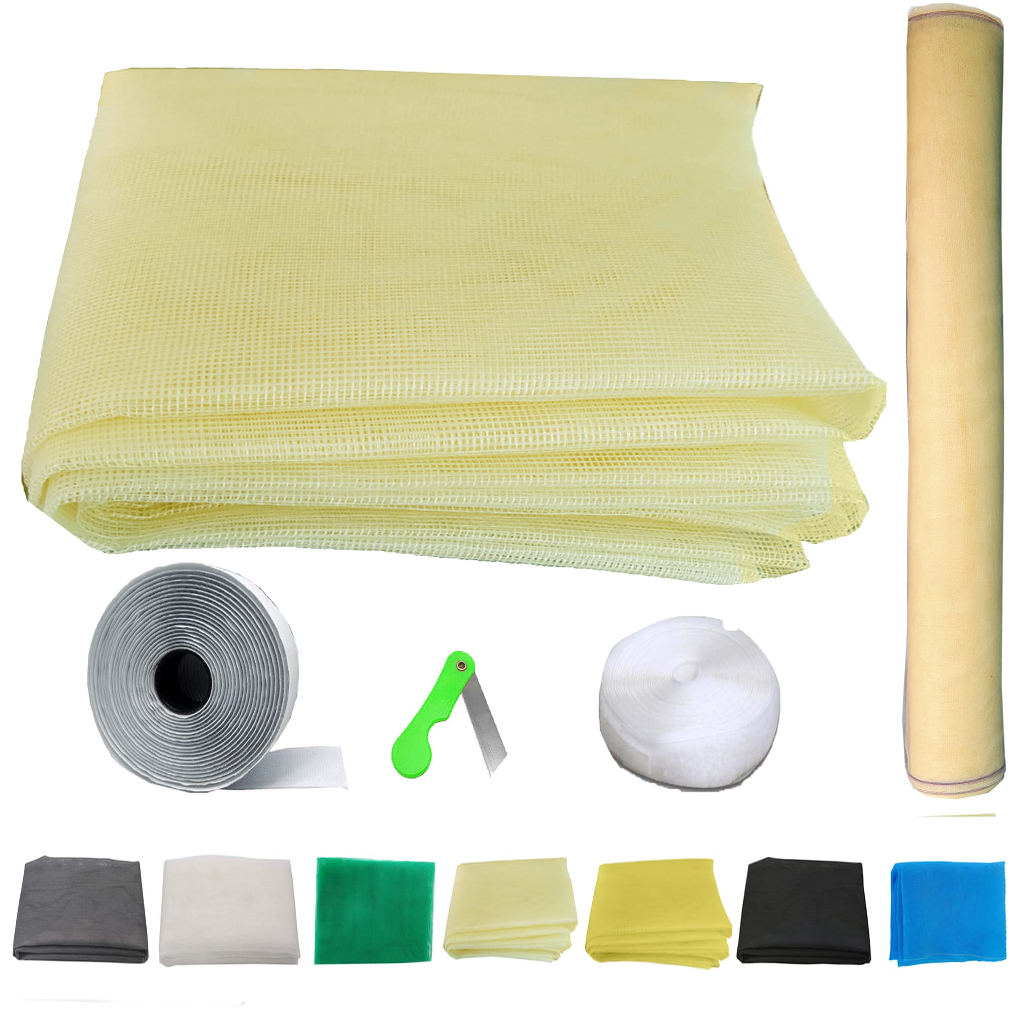 48 X 60 Inches_4 x 5 Feet_Unstitched_200 GSM_Fiber Glass Mosquito Net for Windows_Ivory Color_with Regualr Loop Tape and Self Adhesive Hook Tape and Cutter SPE89-image-14