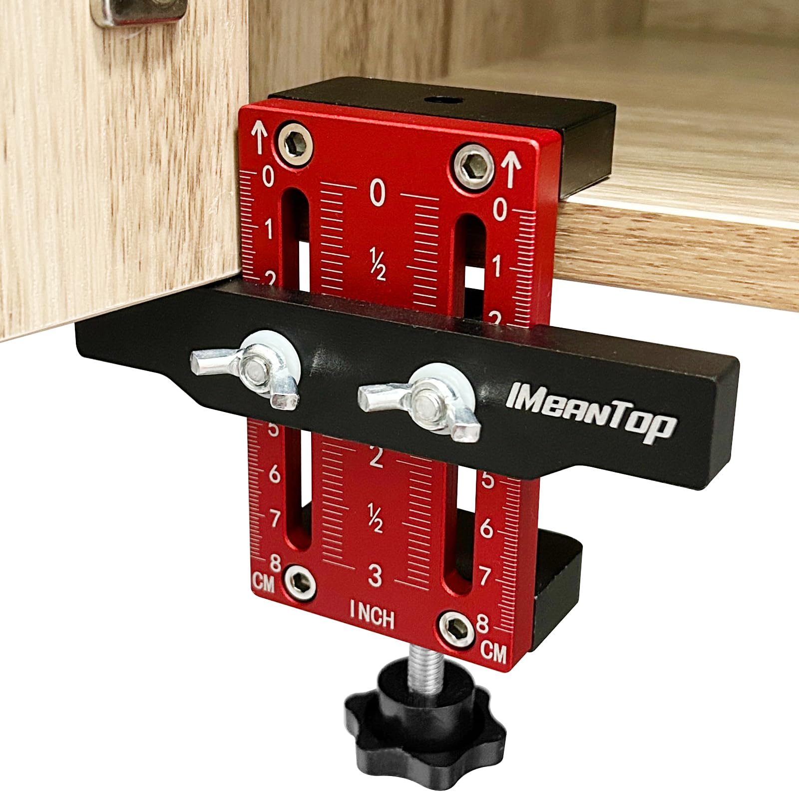 IMeanTop Cabinet Door Installation Positioner Jig Aluminum Alloy Cabinet Hardware Jig Adjustable Cabinet Door Mounting Jig Cabinet Installation Tools