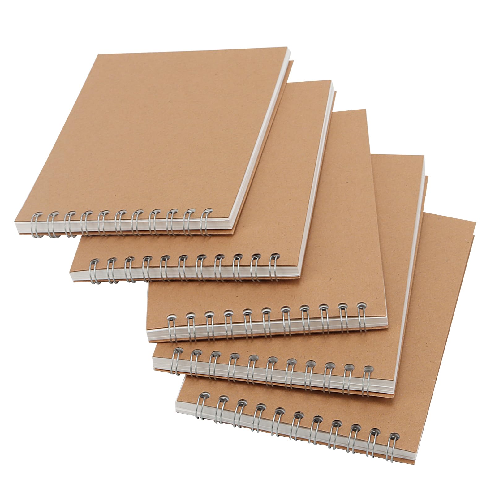 SOUJAP - Cuaderno de bocetos en espiral (A6, 60 hojas/120 páginas, cuaderno de dibujo en espiral, cuaderno de dibujo kraft con encuadernación superior para bocetos, dibujo y escritura