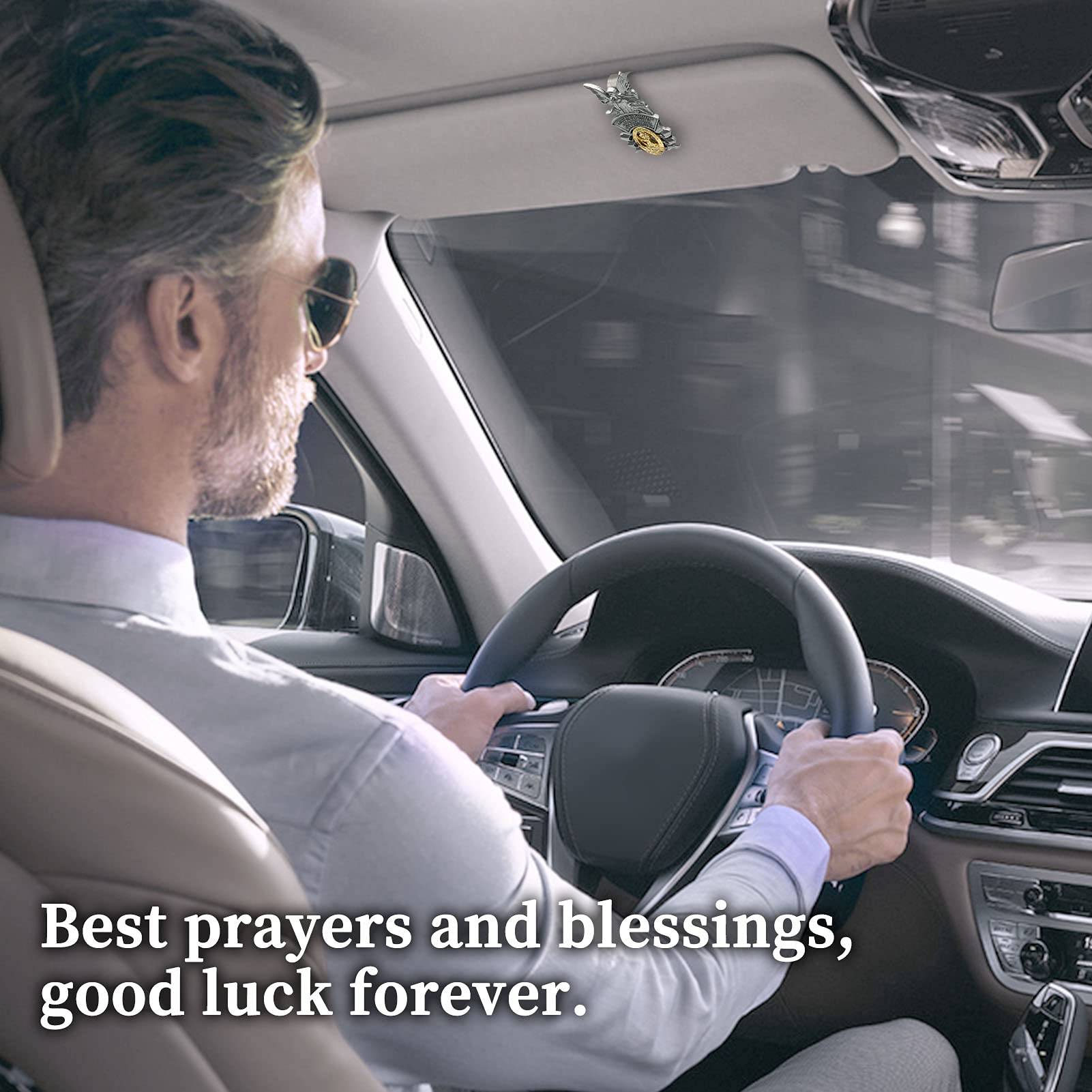 St Christopher Medal Car Saint Christopher Visor Clip Guardian Angel Visor Accessories Bless Driving Safety Religious Gift for — view 3