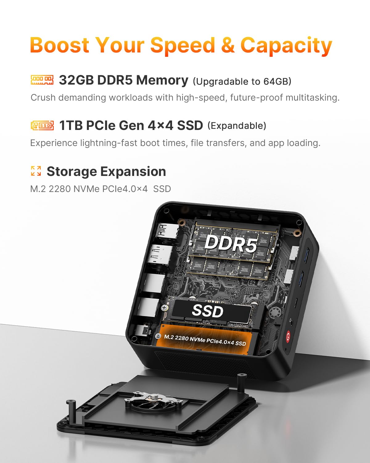 BOSGAME P3 Mini Gaming PC AMD Ryzen 7 7840HS | 32GB DDR5 RAM | 1TB PCIe 4.0 NVMe SSD | Dual Gigabit Ethernet | Triple Display (HDMI/DP/USB-C) | AX210 Wi-Fi 6E | BT 5.2 | Compact Desktop Computer