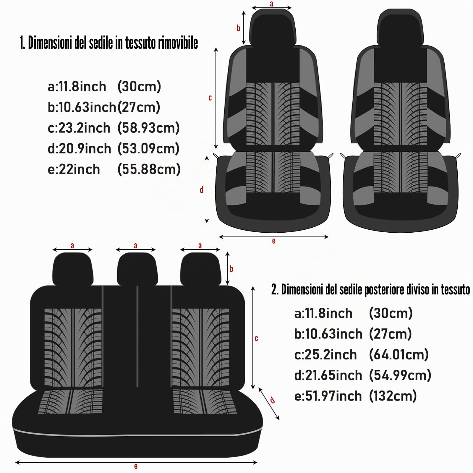 AUTOYOUTH ricamo pneumatico Lines coprisedili per auto piatto panno in tessuto, due tonalità colori trendy accessori auto universale adatto per la maggior parte per auto, SUV, camion