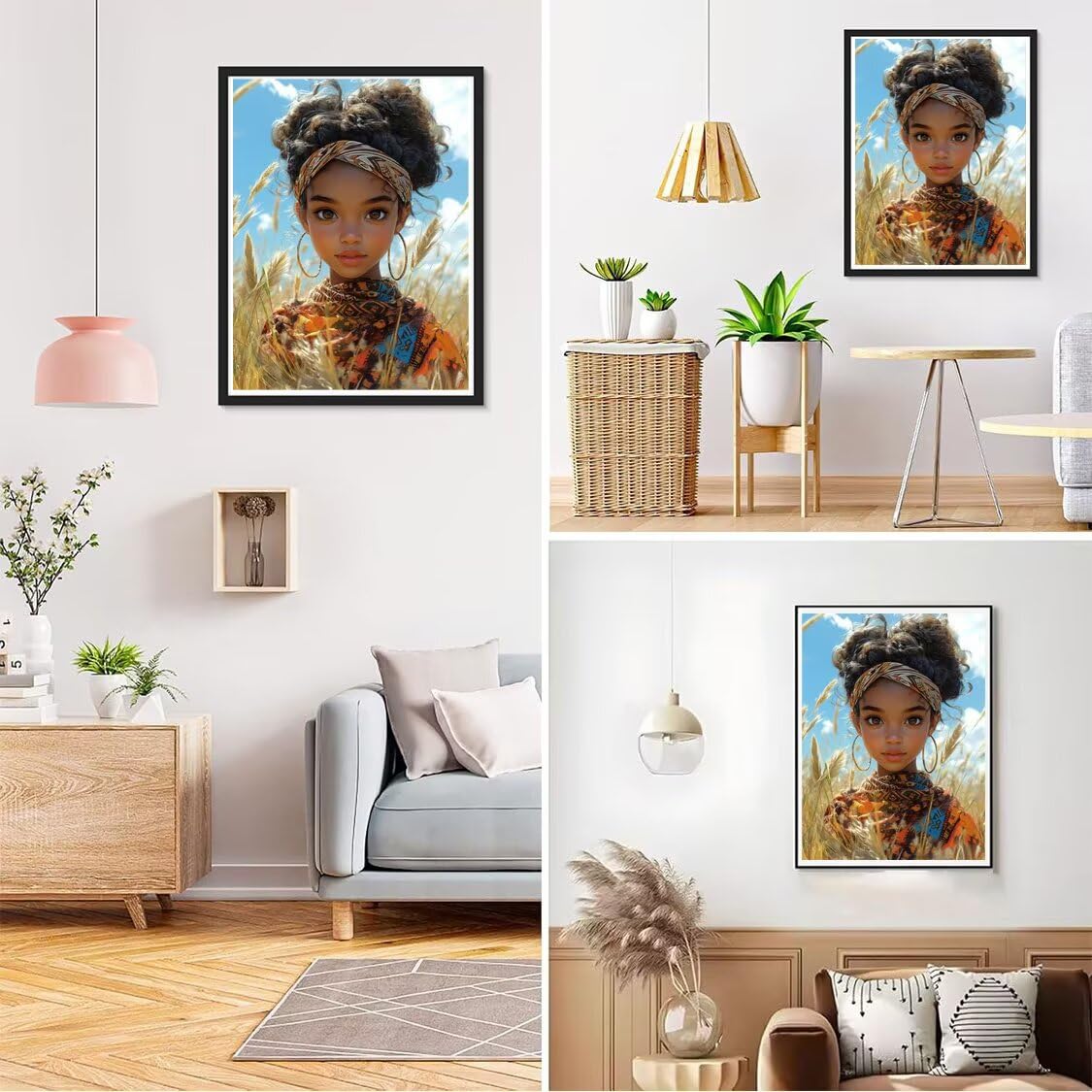 Diamond Painting XXL Mädchen für Bastelset Kinder ab 6 Jahre, Diamond Painting Afrika, 5D DIY Diamant Malerei Bilder Stickerei Set, Dimond Kristall Handwerk Geschenke für Zuhause Deko 70x90cm S-115