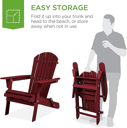 Miniatura 4 de Best Choice Products Silla Adirondack plegable de madera para exteriores, muebles de decoración de fogata, sillas para patio, jardín, patio con