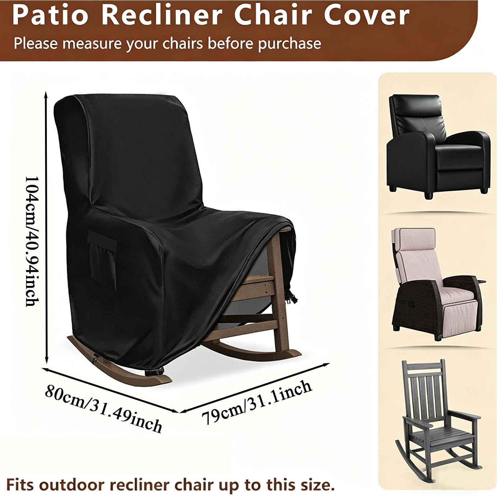 Rocking Chair Cover - Outdoor Recliner Protector, Heavy Duty Furniture Shield, Weather Resistant Patio Furniture Protection Cover, Durable Waterproof Chair Çover For Garden Porch Balcony Backyard Camp