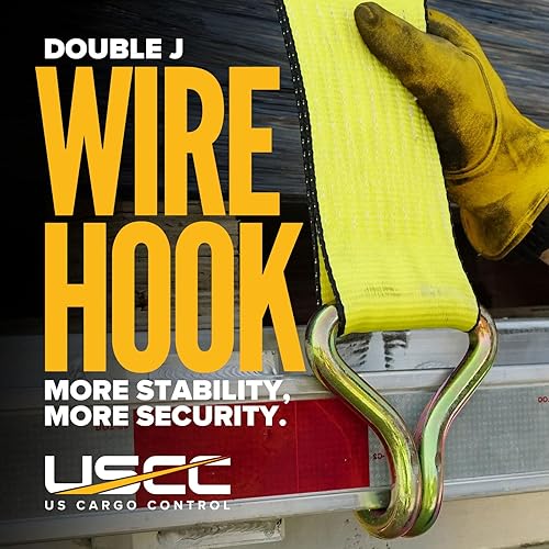 Miniatura 6 de US Cargo Control Correa de trinquete con gancho J de 4 pulgadas x 27 pies, límite de carga de trabajo de 5,400 libras, correas de trinquete