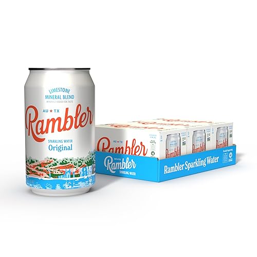 AUTX RAMBLER Sparkling Water, Texas Limestone Mineral Blend, Original Natural Flavor, 12-Ounce Cans, Three 8-Packs (24 Cans)