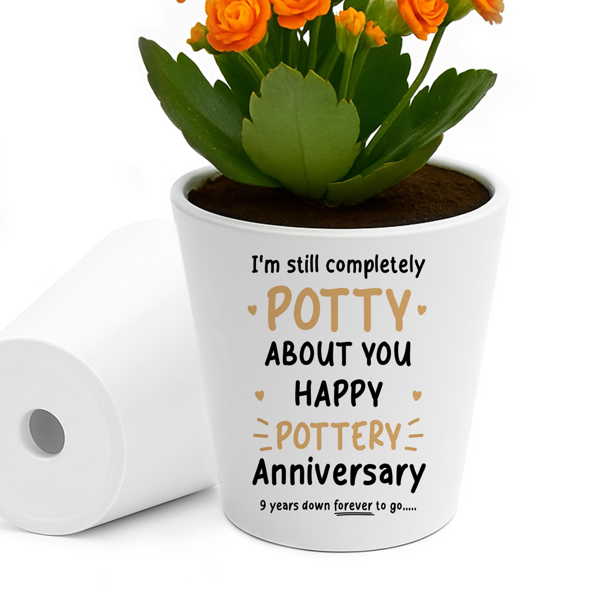 RED OCEAN 9th Wedding Plant Pot 10cm x 9cm Gift For Wife Husband Couple Gifts For Anniversary Keepsake Gift Couple Friends