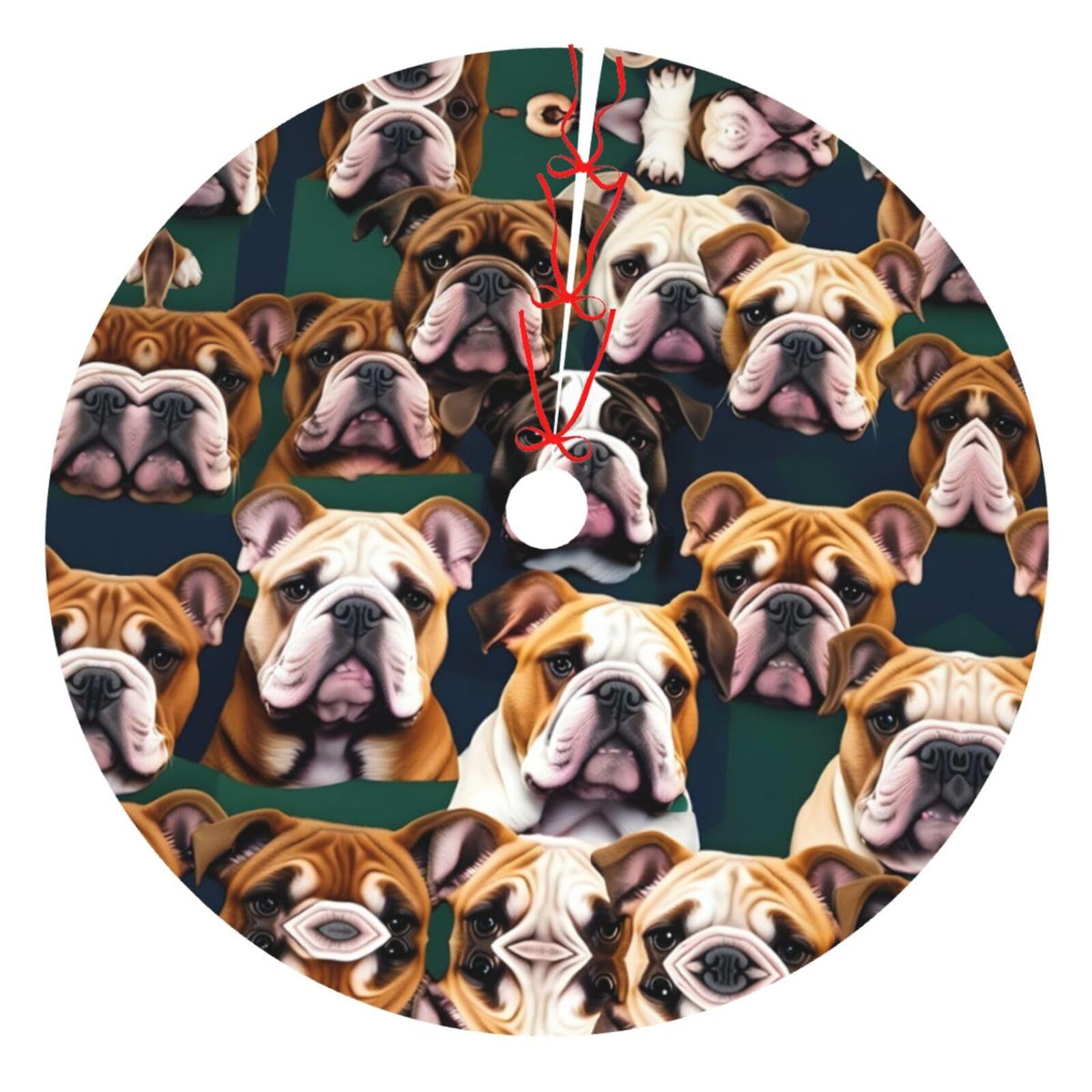 Tapis de jupe d'arbre bouledogue anglais mignon en tissu de qualité