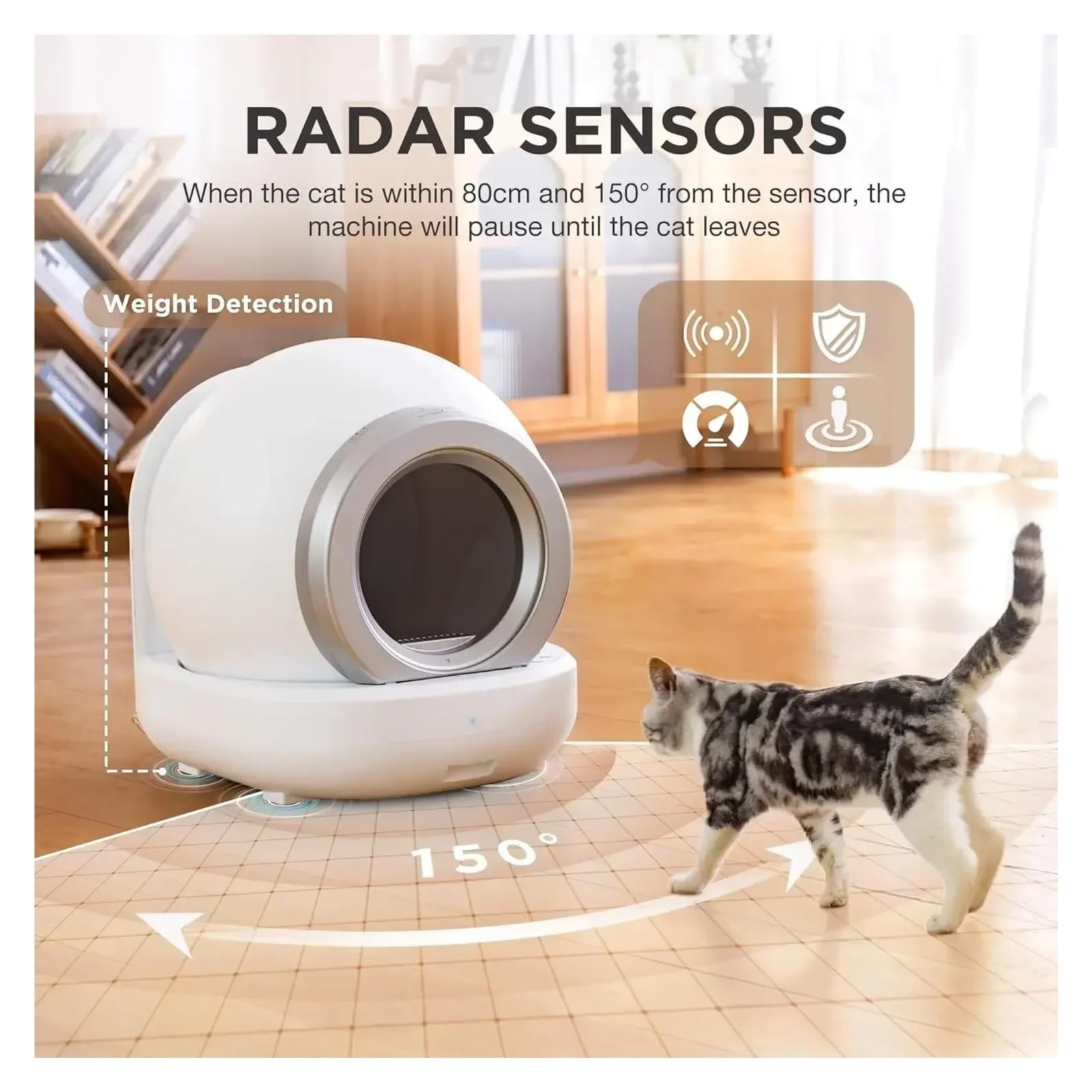 Self Cleaning Cat Litter Box, Large Automatic with APP Control 2.4GHz Wi-Fi Supported Smart for Cats