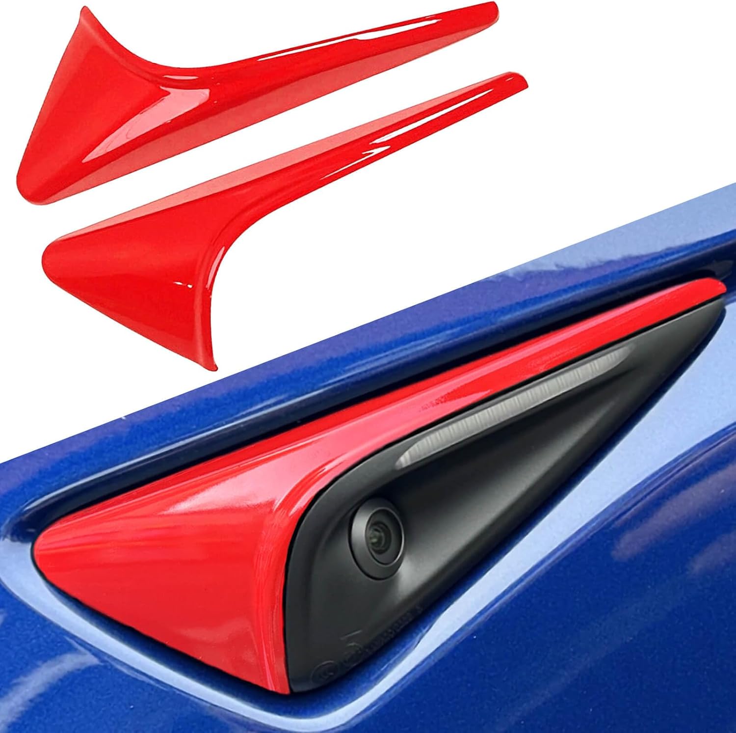 2 Pcs Blind Spot Side Camera Covers for Tesla HW4.0, Compatible with Model 3 and Model Y (Red, HW 4.0)