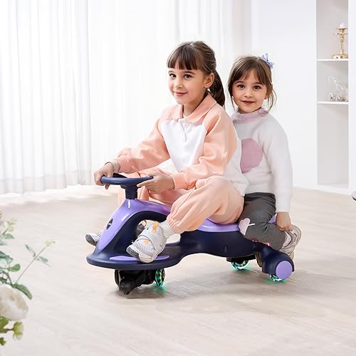Miniatura 8 de VEVOR Coche eléctrico Wiggle, carga de 150 libras, Wiggle Scooter con batería recargable y Bluetooth, auto oscilante 2 en 1 con ruedas LED