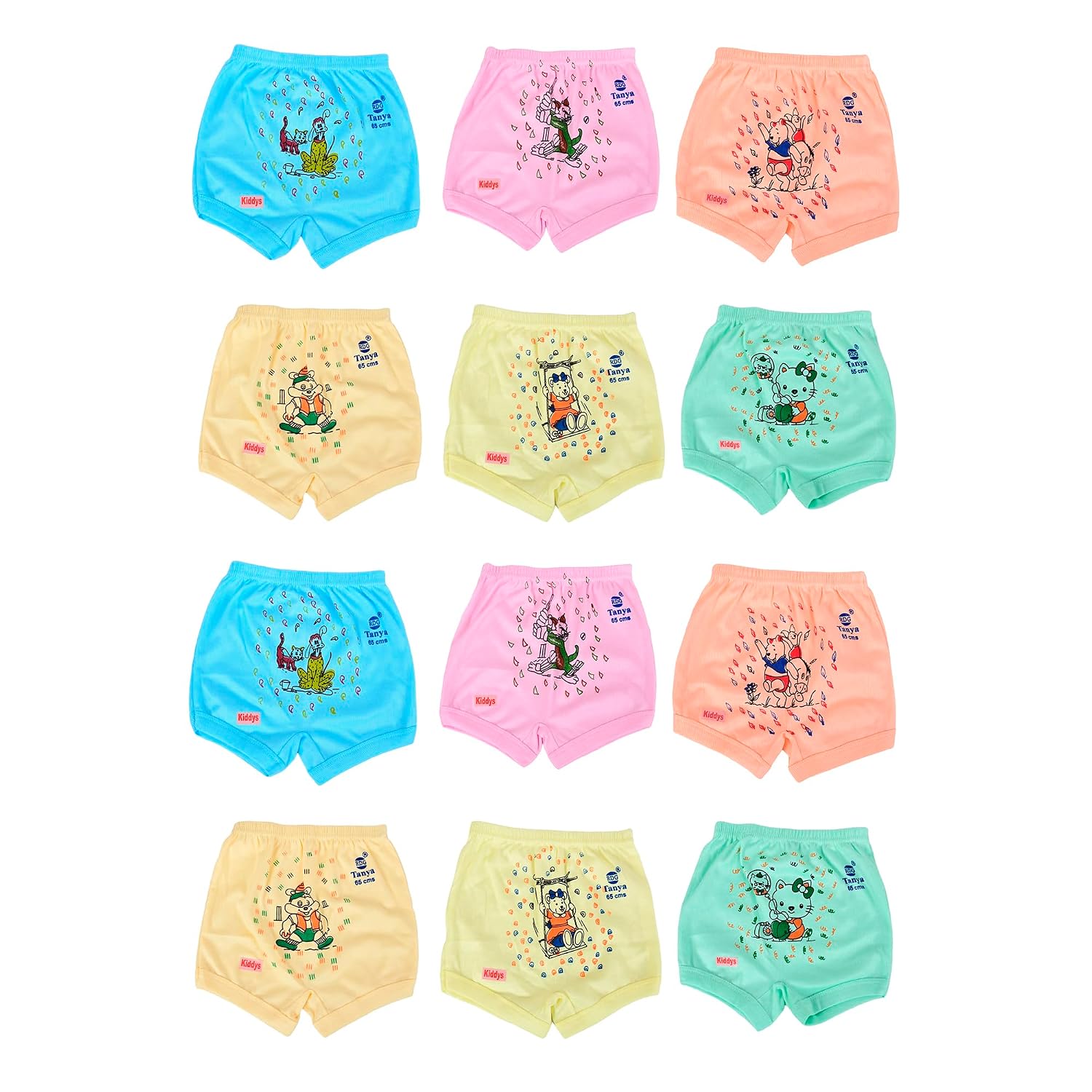 Kiddys Extra Soft Unisex Kids Innerwear Panties Bloomers Brief for Baby Girls and Boys Pack of 12