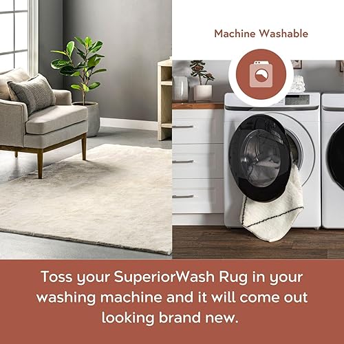 Miniatura 4 de nuLOOM Loni Solid - Alfombra de pasillo lavable a máquina, 2 pies 6 pulgadas x 8 pies, color crema