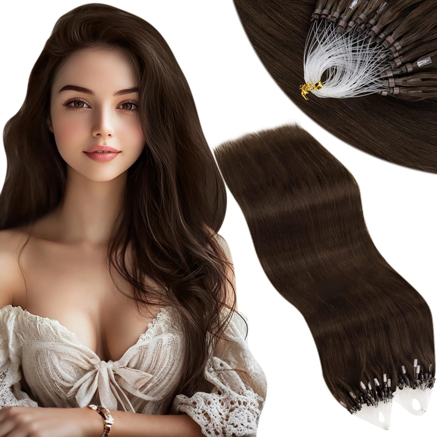 Amazon.com : Vivien Micro Bead Hair Extensions Real Human  display picture 2