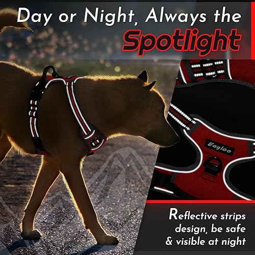 Miniatura 223 de Eagloo Arnés para perro de tamaño mediano, chaleco de servicio sin tirones con tiras reflectantes y asa de control, ajustable y cómodo para caminar