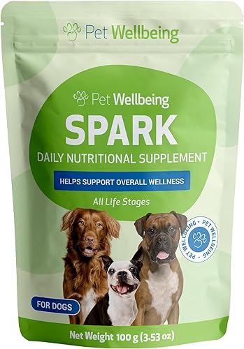 Pet Wellbeing Spark Daily Nutritional Greens Superalimento para perros y gatos - Probióticos, prebióticos, enzimas digestivas, aminoácidos,