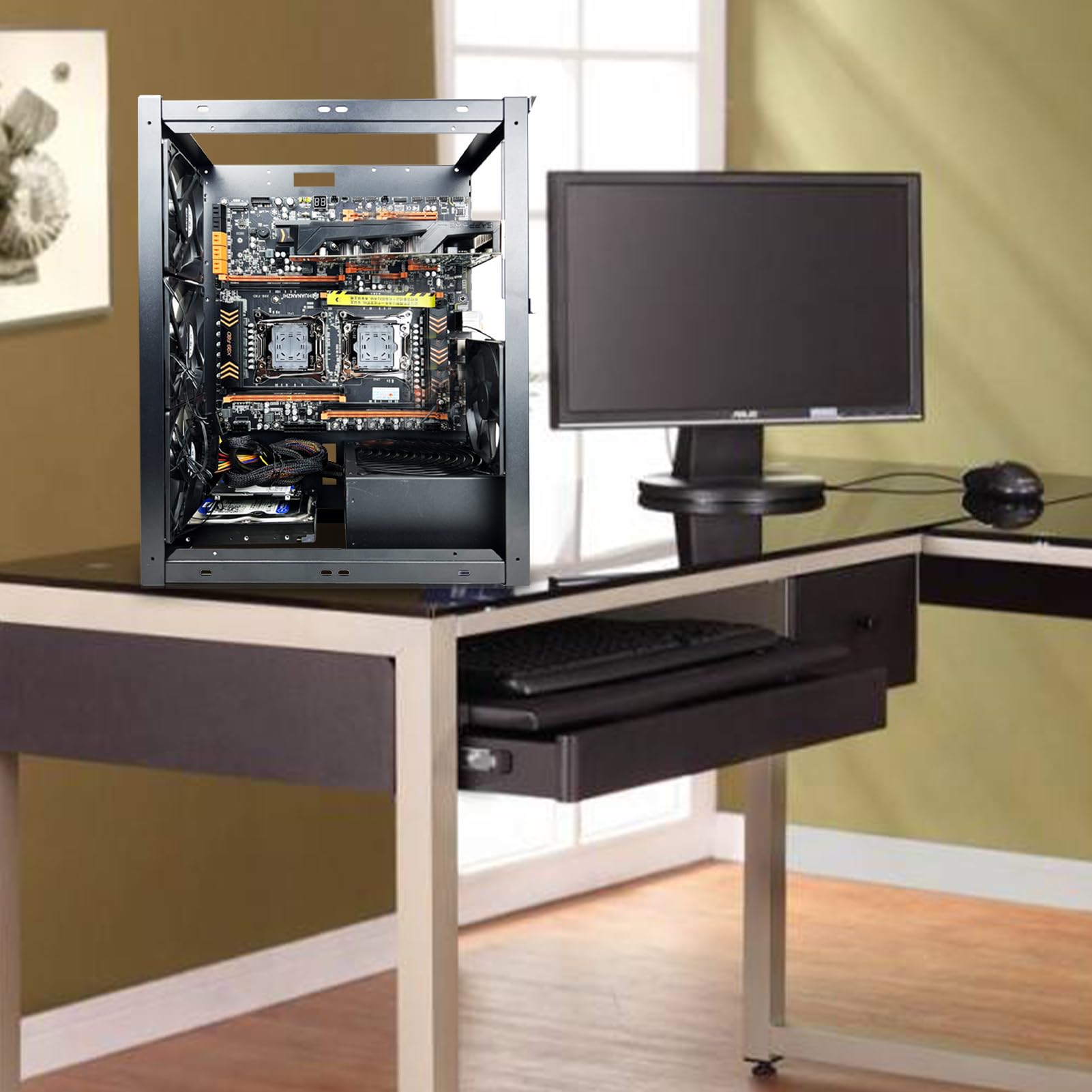 Rack per chassis aperto impilabile: rack di montaggio a aperto | mensola modulare per apparecchiature di rete | Supporto per server resistente per impostazioni hardware o gestione dello chas