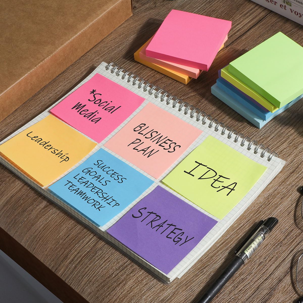 8 Color Note Pads 16-Pack 3x3 Inch Sticky Notes - 800 Sheets In 8 ...