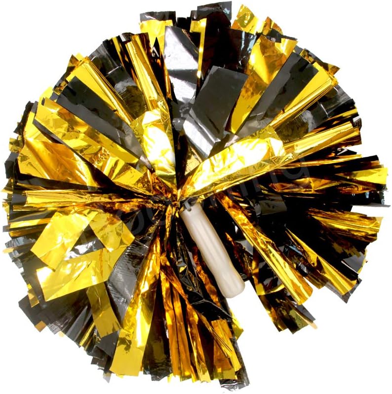 Hooshing Pack of 2 Cheer Pom Poms Black and Gold with Plastic Handle for Team Spirit Cheering Dance : Sports & Outdoors