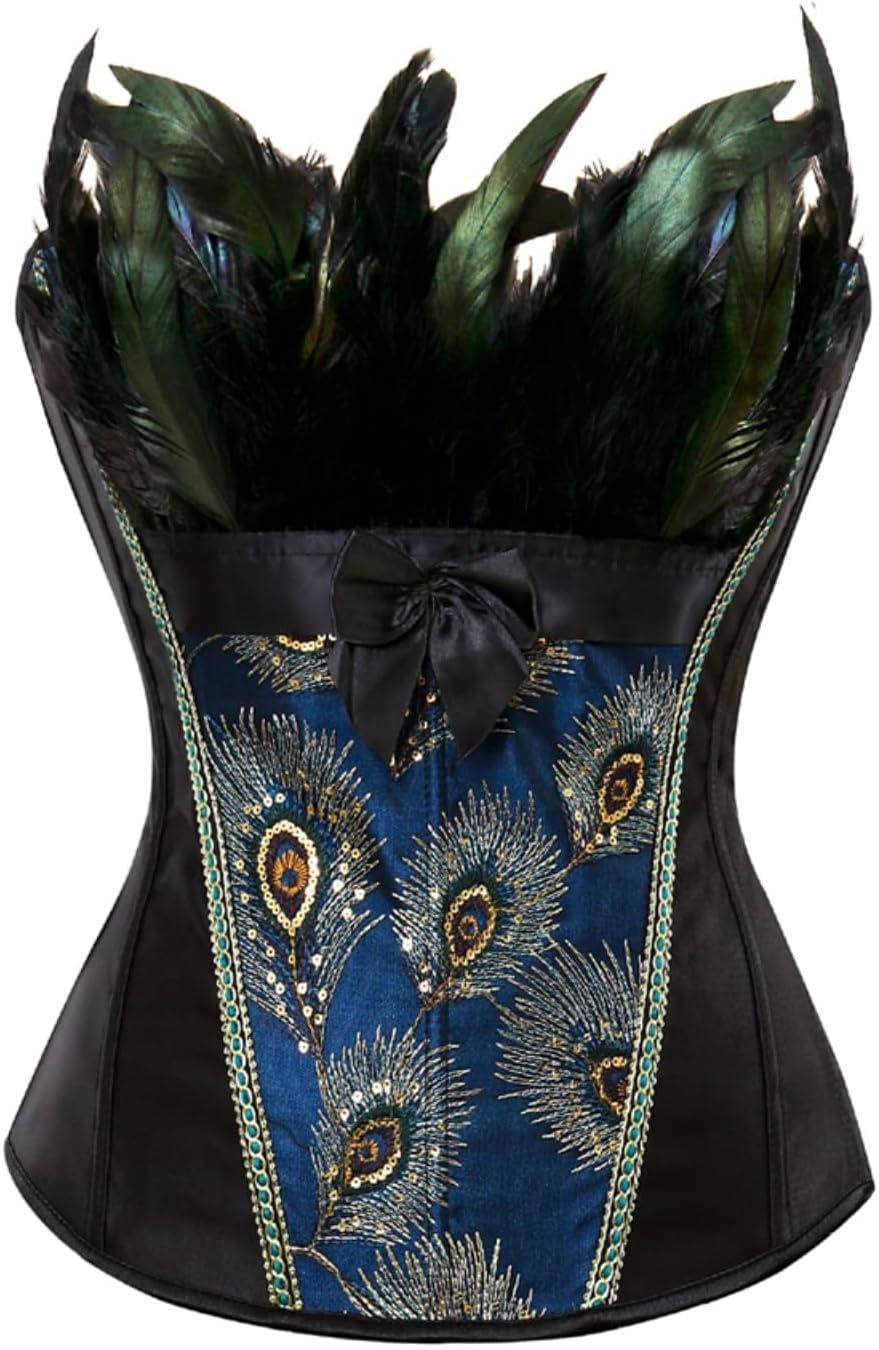 Zhitunemi Corsets For Halloween Costume Women: Green Corset Tops For Women Medieval Costumes - Bustier Tops Retro Photoshoot