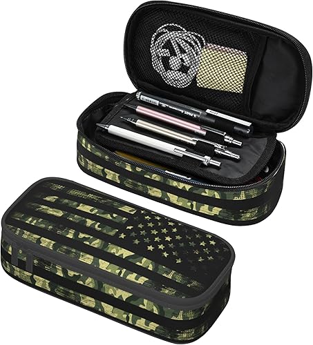 Miniatura 18 de Estuche para lápices para niños y niñas, estilo bandera de Estados Unidos, gran capacidad, negro, portátil, caja de lápices, papelería, escritorio,