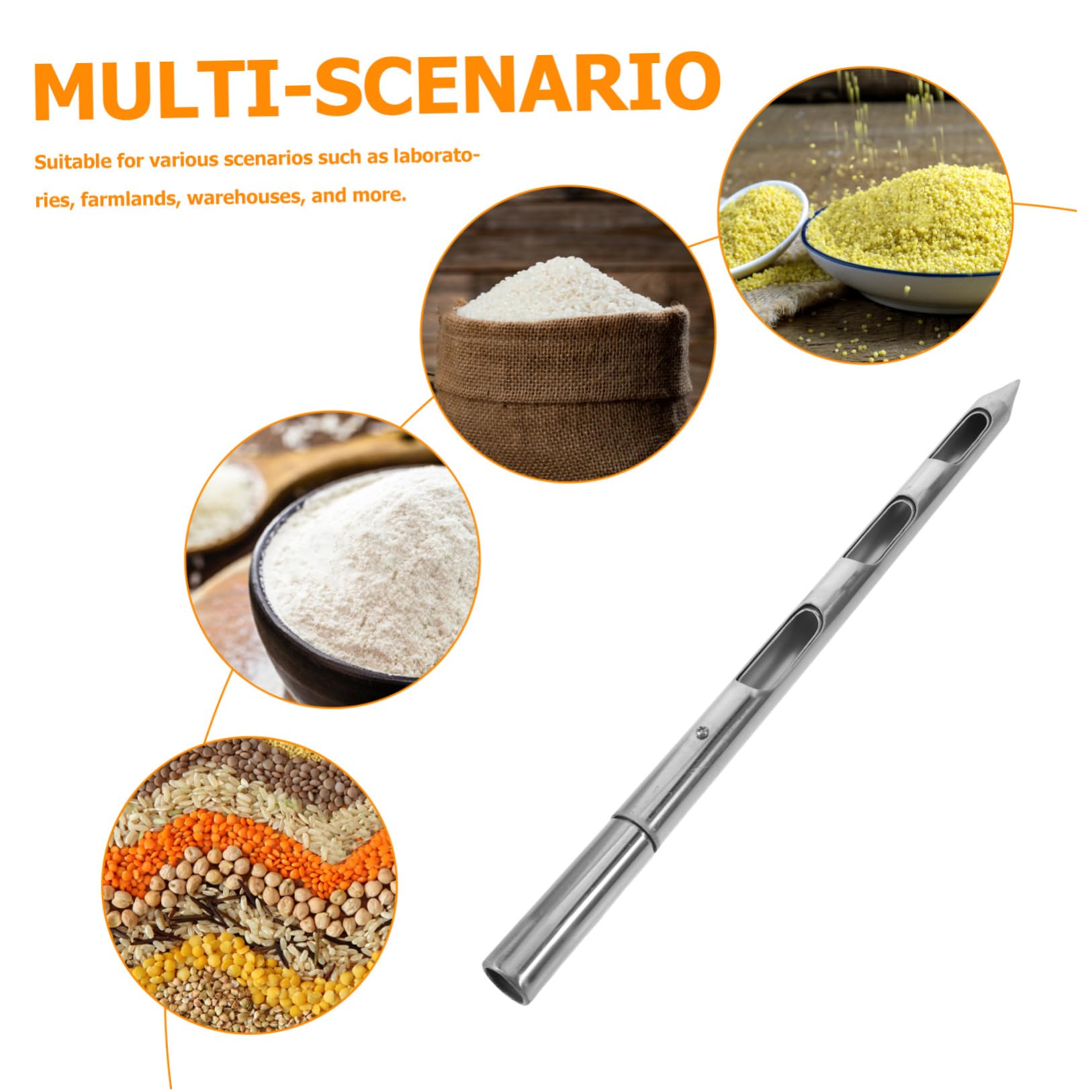 Housoutil Campionatore in Acciaio Inossidabile per Cereali e Polveri, Strumento Leggero 3 Fori, Facile da Usare, per Laboratori e Depositi di Mais