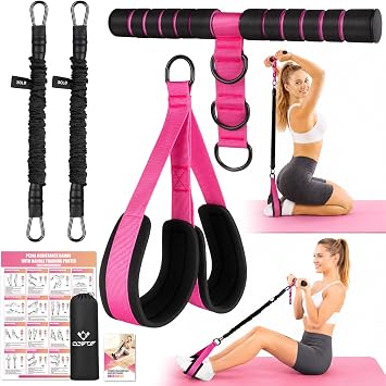 Adjustable Pedal Resistance Band with Handle, Poster, Carry Bag and 2 Tube