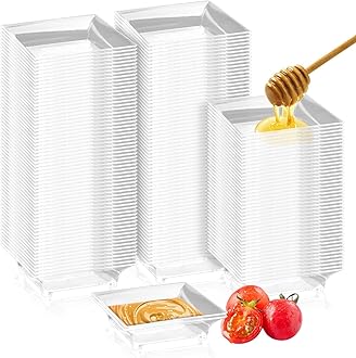 100 Pcs Mini Dessert Plates, 2.4'' Clear Disposable Small Plastic Tray, Mini Plastic Dish for Sauce, Dessert, Fruit or Appetizer (Style 2)