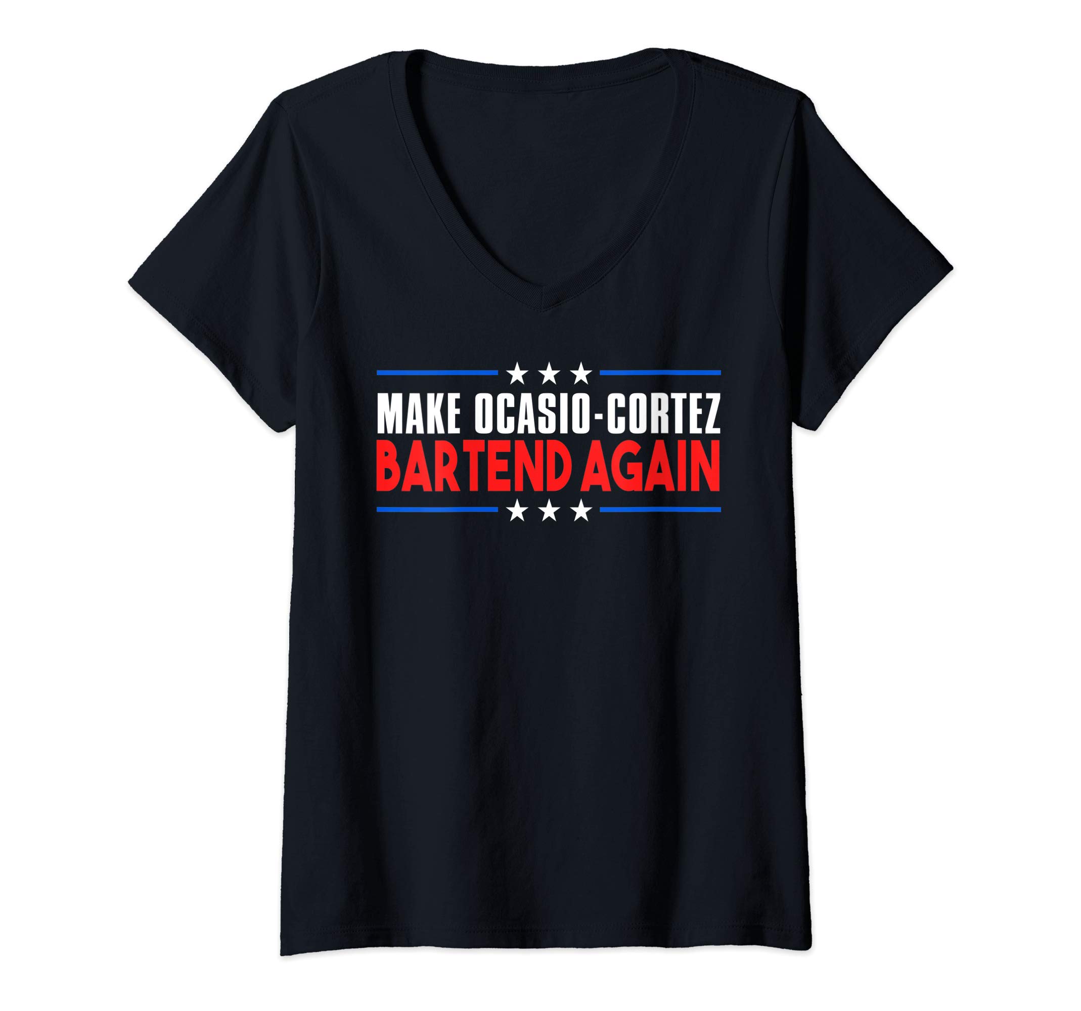 Womens Funny Political Conservative AOC bartend gift idea V-Neck T-Shirt