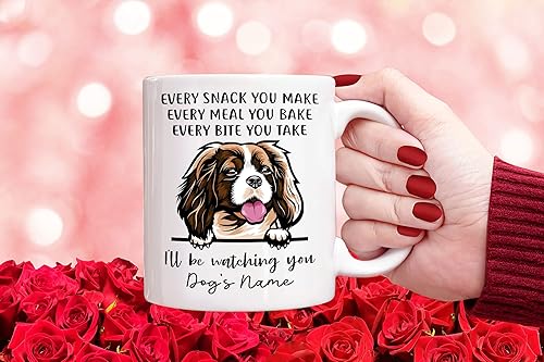 Miniatura 2 de Personalized Cavalier King Charles Spaniel Coffee Mug, Every Snack You Make I'll Be Watching You, Customized Dog Mugs for Mom Dad, Gifts for Dog