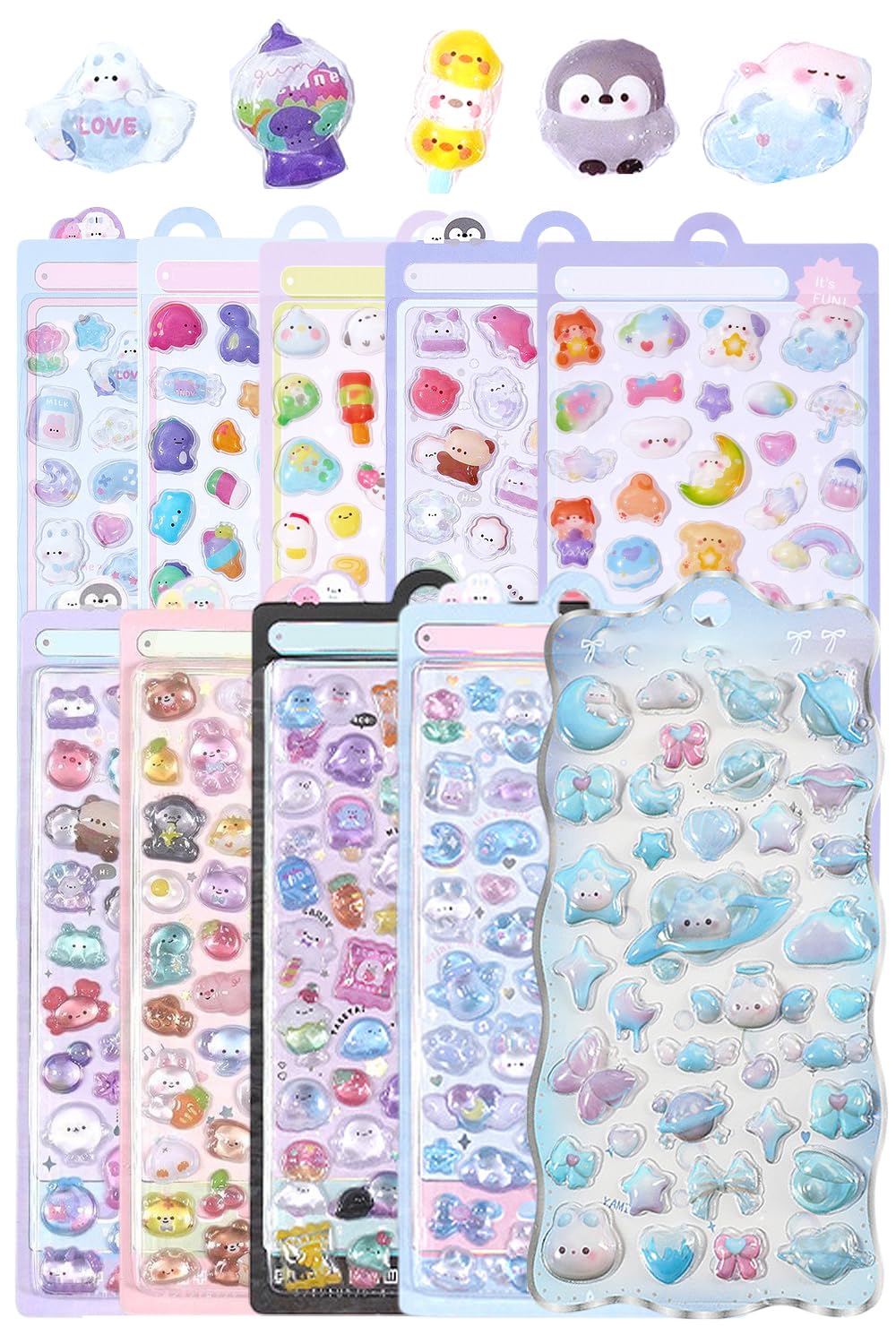 Amazon | Barsado ぷっくり シール 女の子 可愛い ご褒美 立体 3D