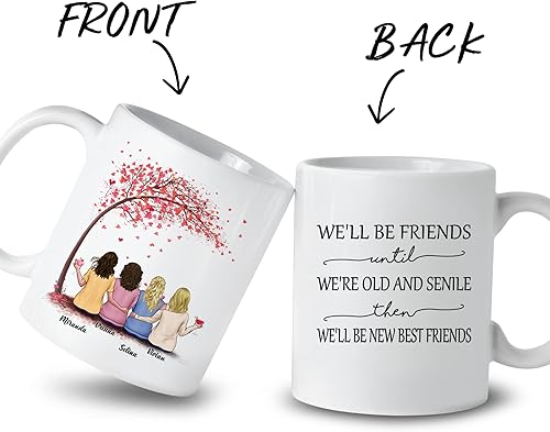 Miniatura 28 de Gossby Taza personalizada para mejor amiga, regalo personalizado para mujeres con diseños, nombres, cumpleaños, regalo de taza de Navidad para 4