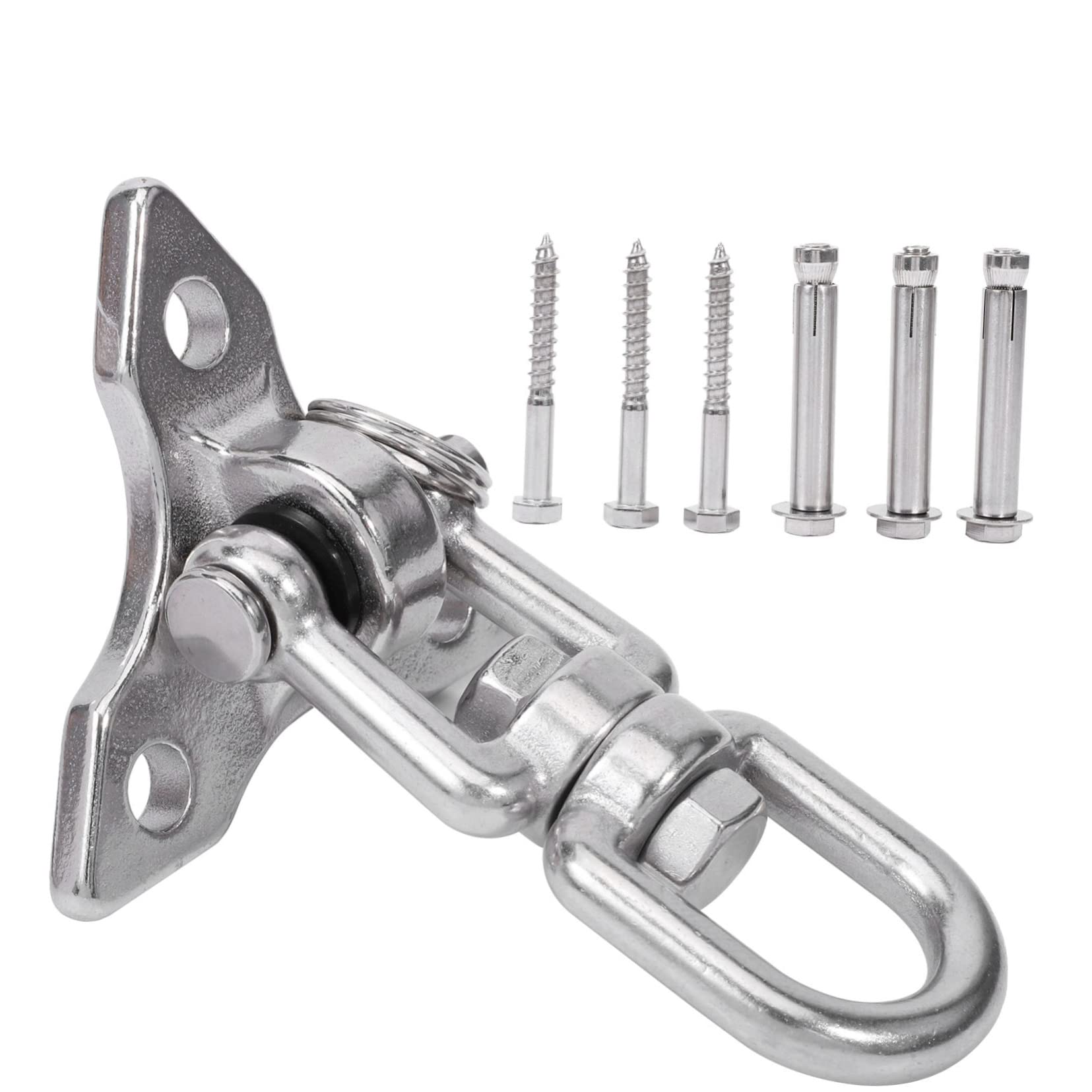 IWOWHERO 360° Swivel Double Shackle Hook for Outdoor Swing Replacement Hammock Connector Stainless Steel Swing Hook Kit