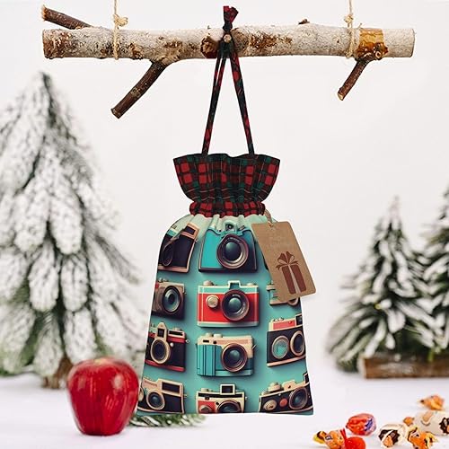 Miniatura 8 de QHWLR Retro Cool Camera Collection Print Christmas Drawstring Gift Bags Party Wedding Favors Christmas Holiday Xmas Supplies