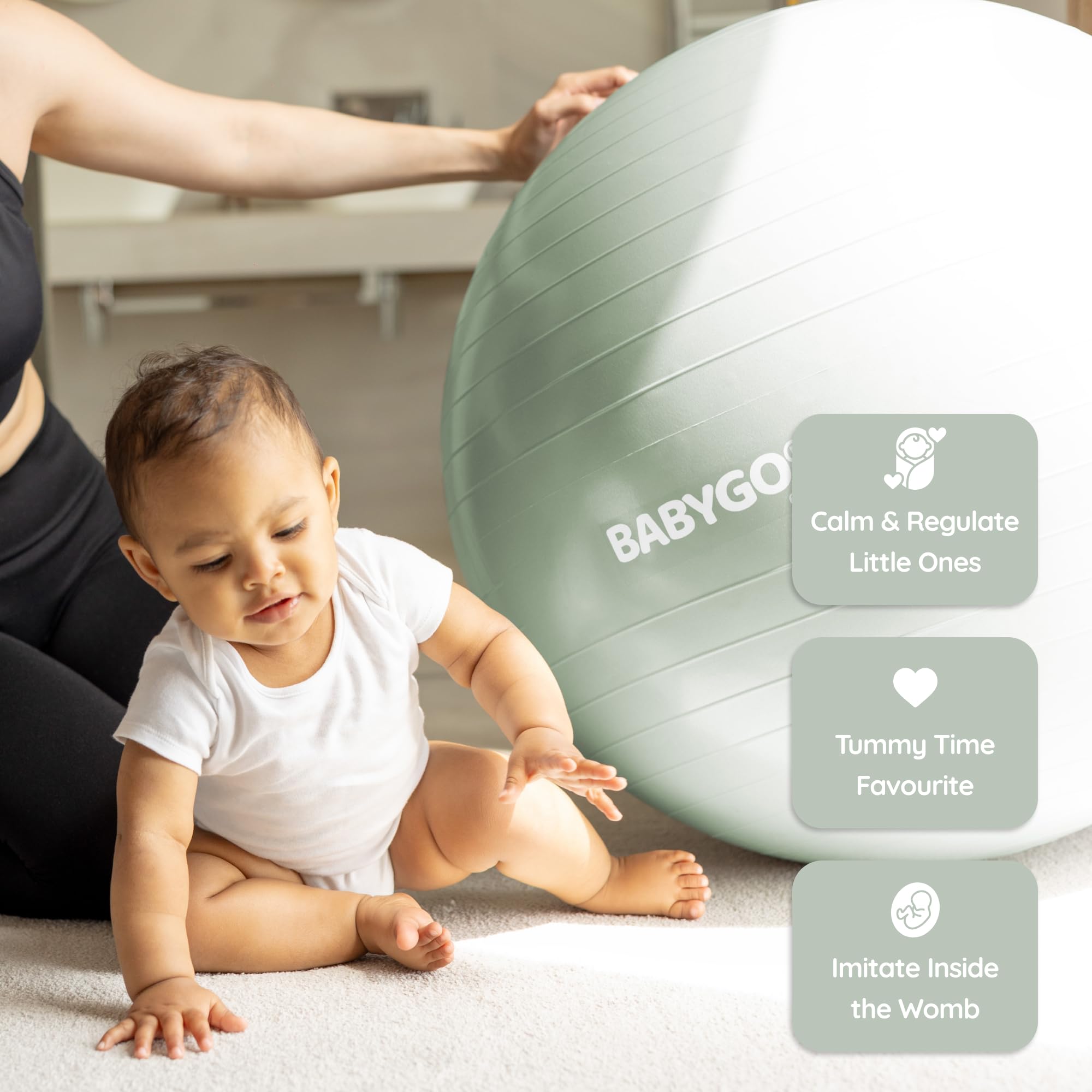 BABYGO® Birthing Ball For Pregnancy Maternity Labour & Yoga + Our 100 Page Pregnancy Book, Exercise, Birth & Recovery Plan, Anti-Burst Eco Friendly Material