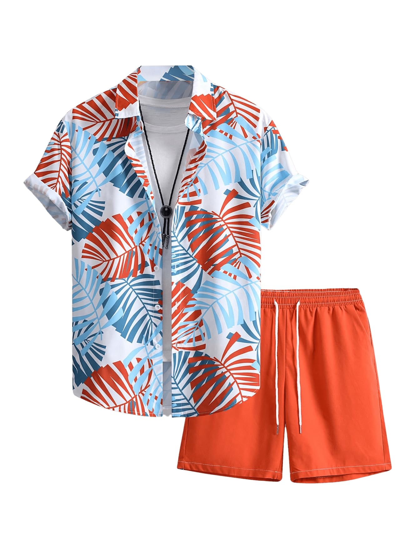 COZYEASE Men's 2 Piece Hawaiian Outfits Short Sleeve Button Down Shirt and Shorts Set Beach Tracksuits