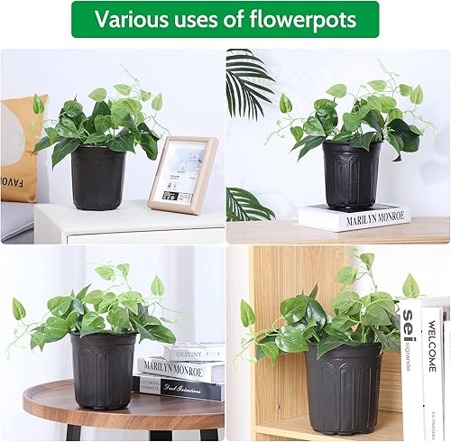 Miniatura 14 de JERIA Paquete de 100 macetas de 0.5 galones, macetas de plástico para plántulas de flores, contenedor de plantas de flores, maceta de inicio