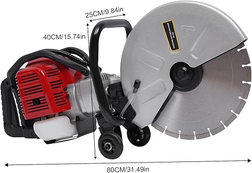 Miniatura 2 de Sierra de hormigón, sierra de corte de hormigón de gas de 2 tiempos, 52 cc, albañilería de cemento, sierra seca húmeda, cortador de sierra de corte