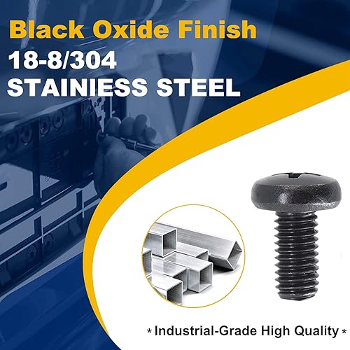 Miniatura 3 de Kit de tornillos para matrícula compatible con tornillos de matrícula BMWTesla, cabeza de máquina Phillips 18-8, óxido negro de acero inoxidable,