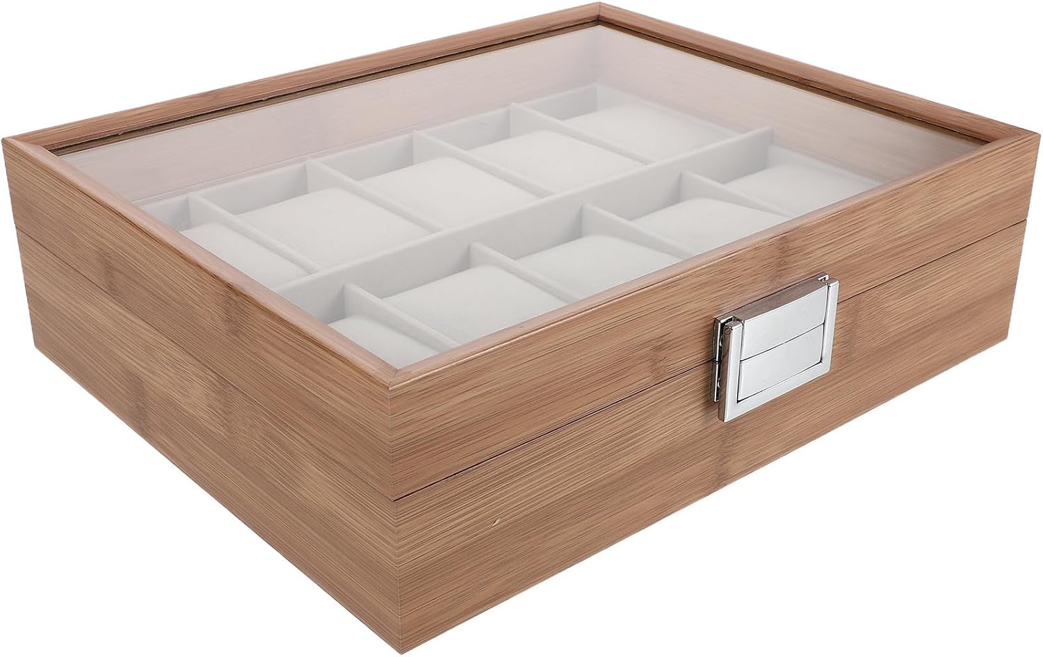 Wooden Watch Display Storage Box with 10 Slots and Khaki Color Spacious Capacity Elegant Design Watch Presentation for Home Display for Home Display and Watch Presentation