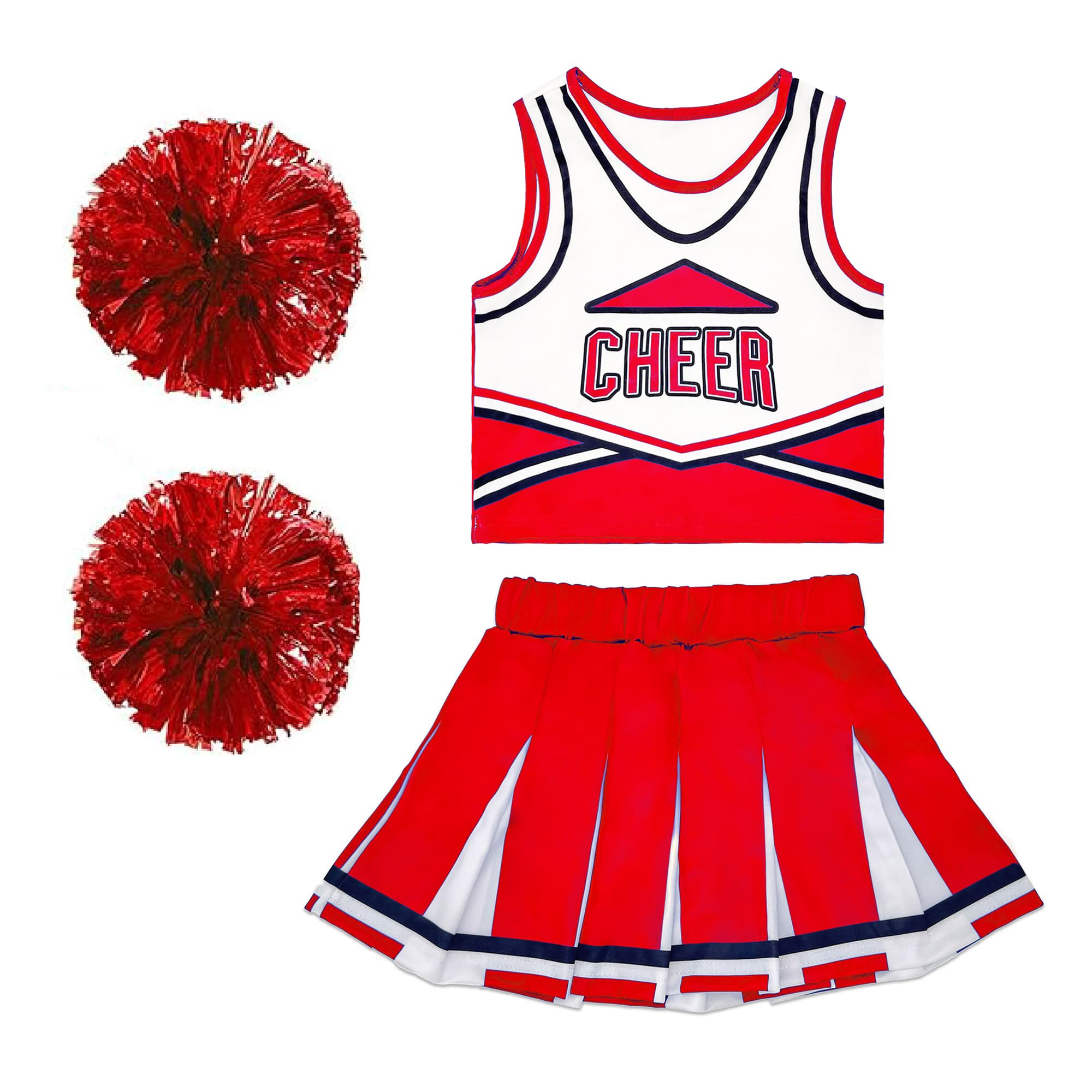 Danzcue Cheerleader Costume for Girls, Cheerleading Outfit for Halloween Party Birthday Gift