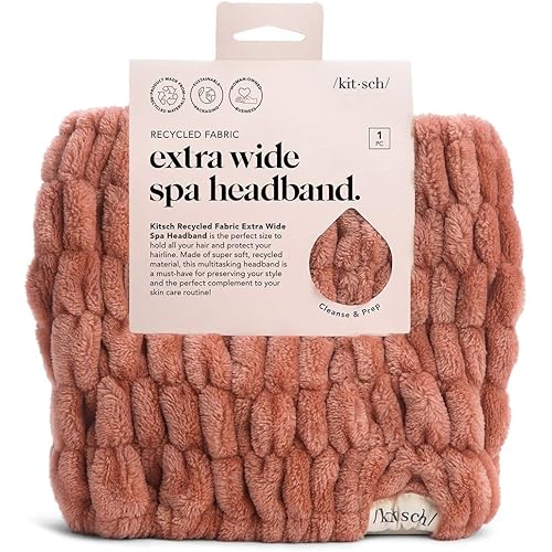 Kitsch Spa Extra Wide Facial Headband - Multipurpose Skincare Spa Headband for Washing Face - Makeup Headband & Skincare Headband for Women - Hair Band Ideal for Face Wash (DustyRose)