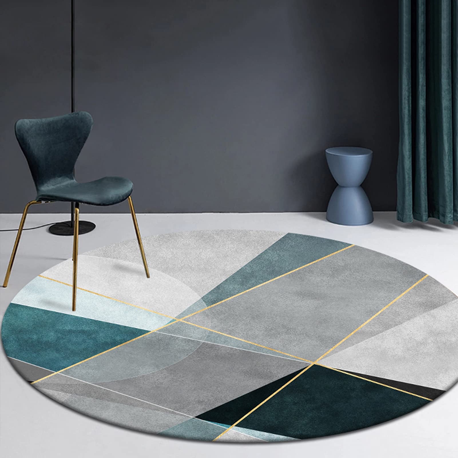 Tapis moderne rond antidérapant lavable grand confort style wisdom